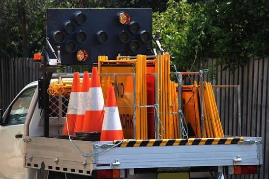 Cones, barriers and signage ready to deploy